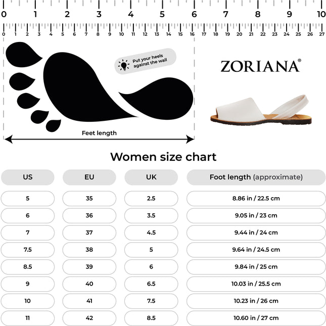ZORIANA Comfortable White Leather Sandals for Women