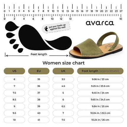 Avarca Lightweight Leather Olive Green Sandals for Women