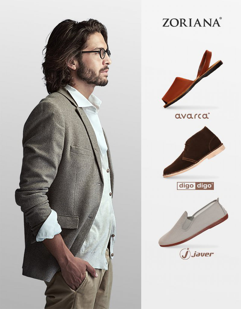 Spanish men shoes by ZORIANA - Avarca brown leather sandals, Digo Digo suede boots, Javer slip-ons - authentic handmade footwear from Spain