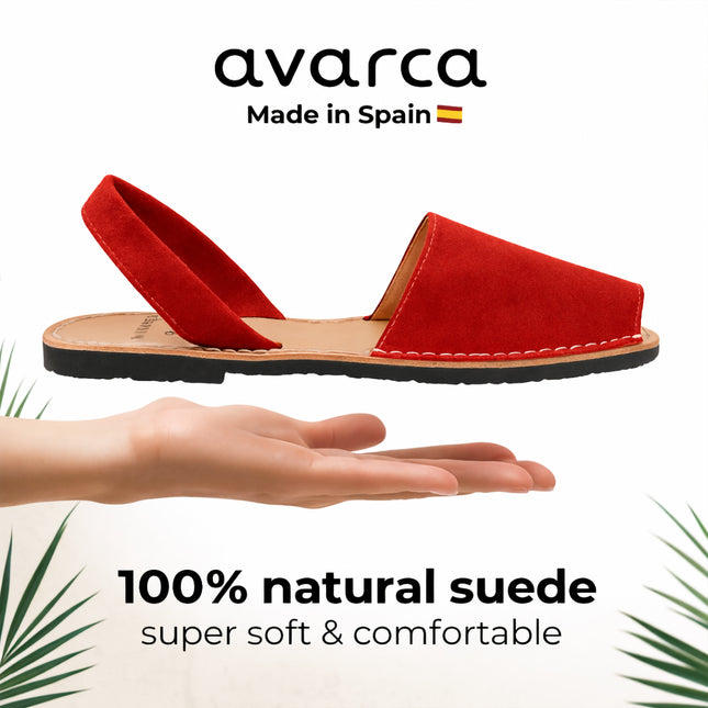 Menorcan Avarca Sandals in Matte Red Leather for Women.