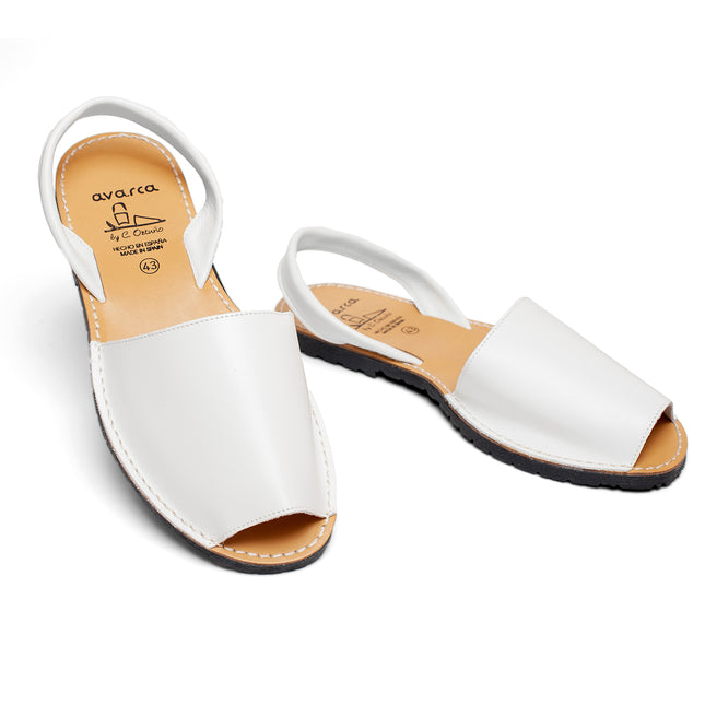 Avarca Lightweight Leather White Sandals for Women