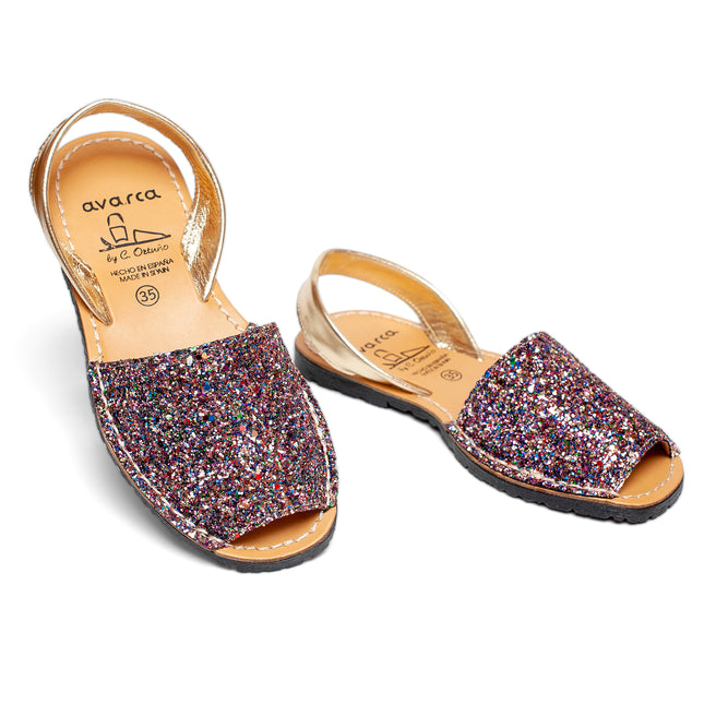 Avarca Multi Shine Glitter Leather Sandals for Women