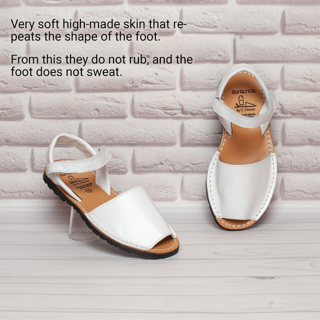 ZORIANA Comfortable White Leather Sandals for Women