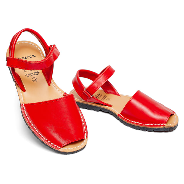 Avarca Leather Toddler Girl Red Sandals