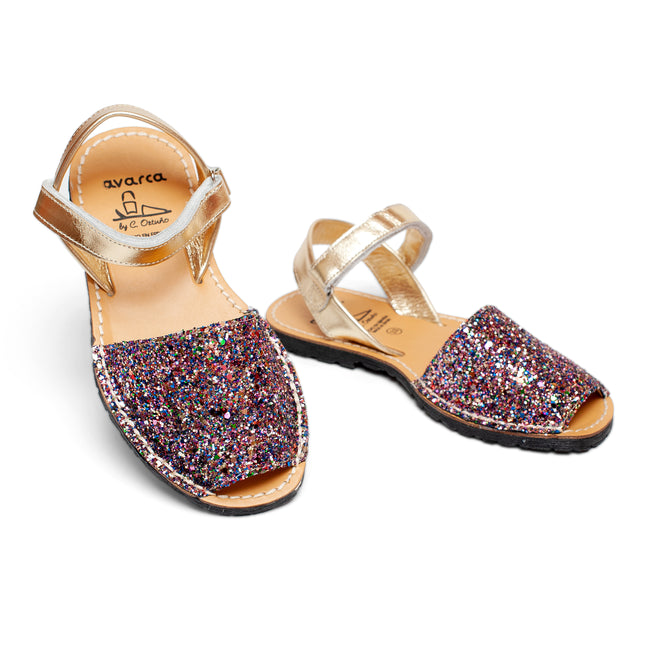 Avarca Multy Shine Glitter Leather Sandals for Girls
