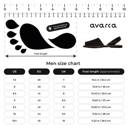 Avarca Lightweight Leather Black Sandals for Men