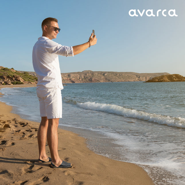Avarca Lightweight Leather Black Sandals for Men