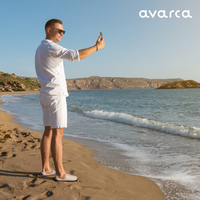Avarca Leather White Sandals for Men