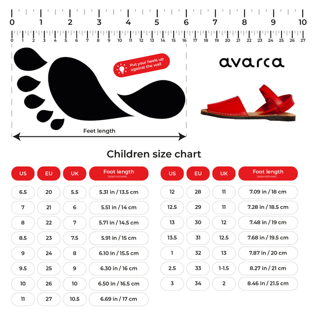 Avarca Leather Toddler Girl Red Sandals