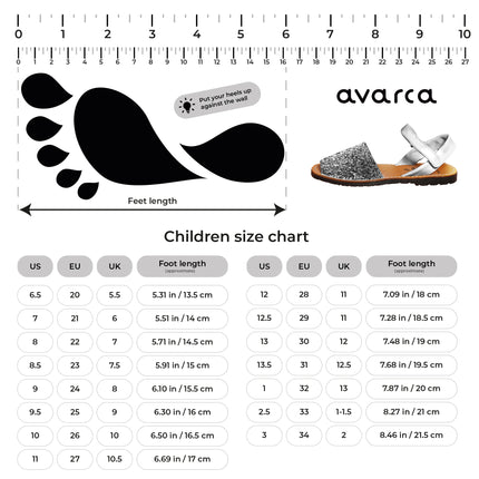 Avarca Glitter Leather Toddler Girl Silver Sandals