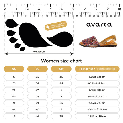 Avarca Multi Shine Glitter Leather Sandals for Women