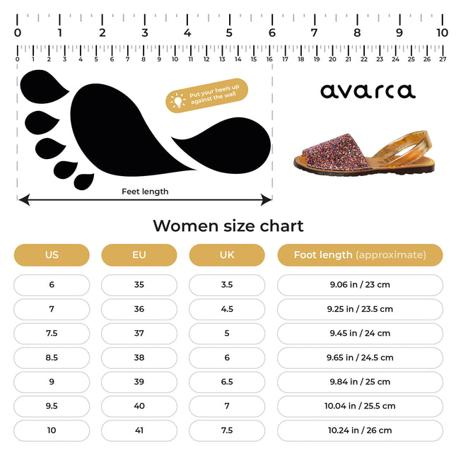 Avarca Multi Shine Glitter Leather Sandals for Women