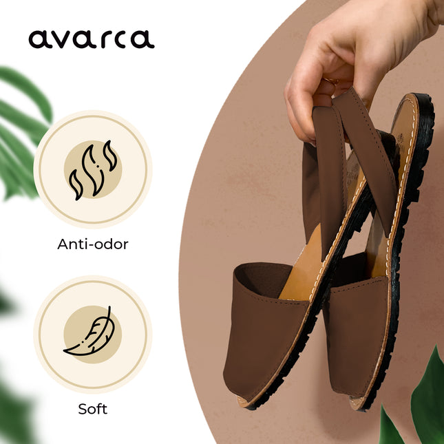 Avarca Lightweight Leather Brown Sandals for Women