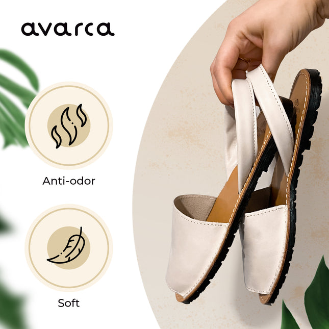 Avarca Lightweight Leather White Sandals for Women