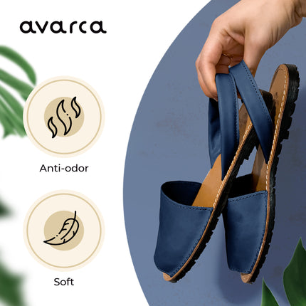 Avarca Lightweight Leather Bkack Dressy Sandals for Women