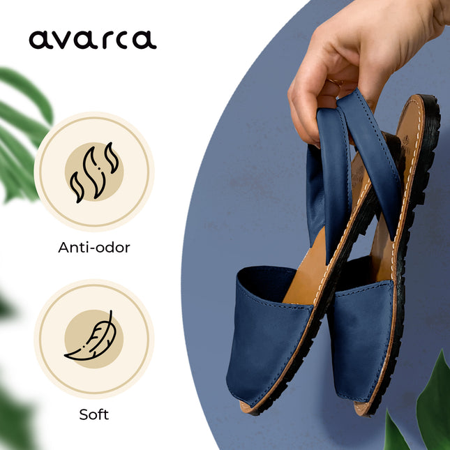 Avarca Lightweight Leather Bkack Dressy Sandals for Women