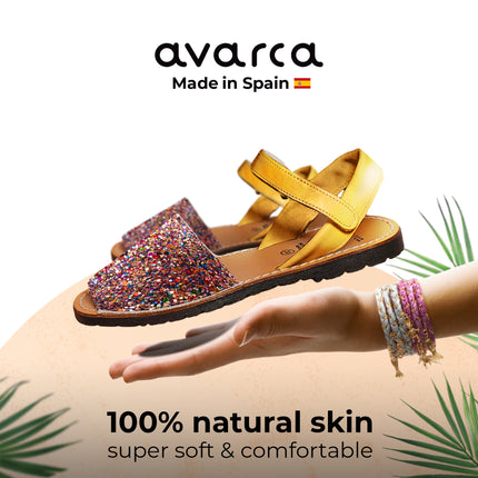 Avarca Multy Shine Glitter Leather Sandals for Girls