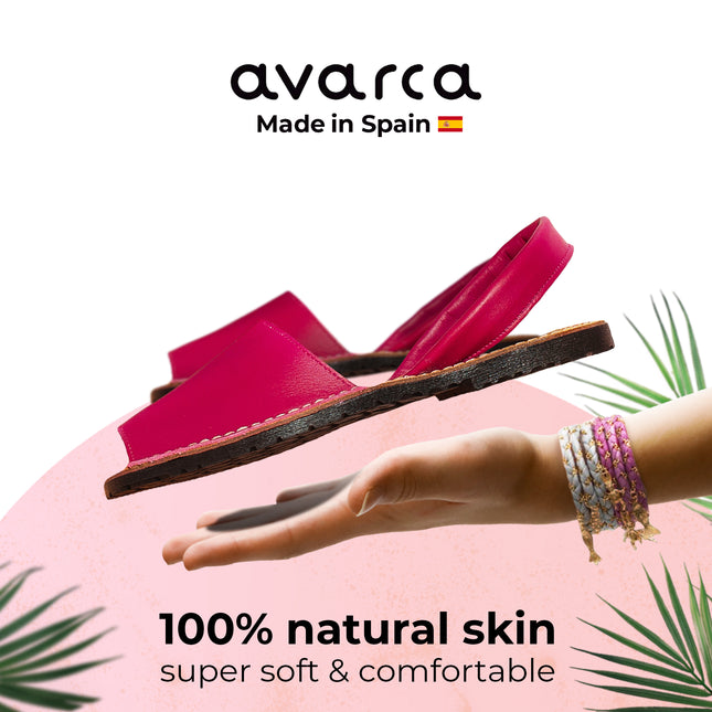 Avarca Lightweight Leather Fuchsia Dressy Sandals for Women