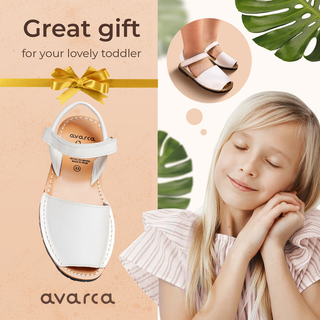 Avarca Leather White Sandals for Girls