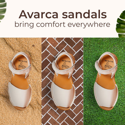 Avarca Leather White Sandals for Girls