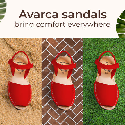 Avarca Leather Toddler Girl Red Sandals