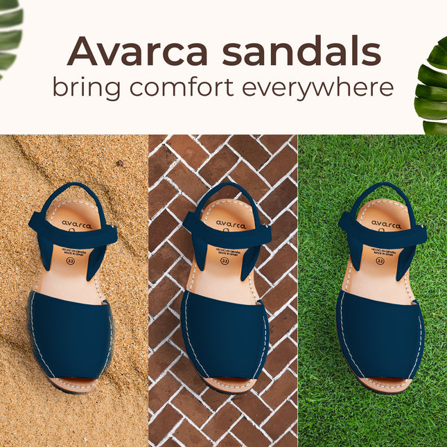 Avarca Lightweight Leather Black Sandals for Kids