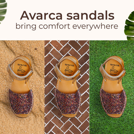 Avarca Multy Shine Glitter Leather Sandals for Girls