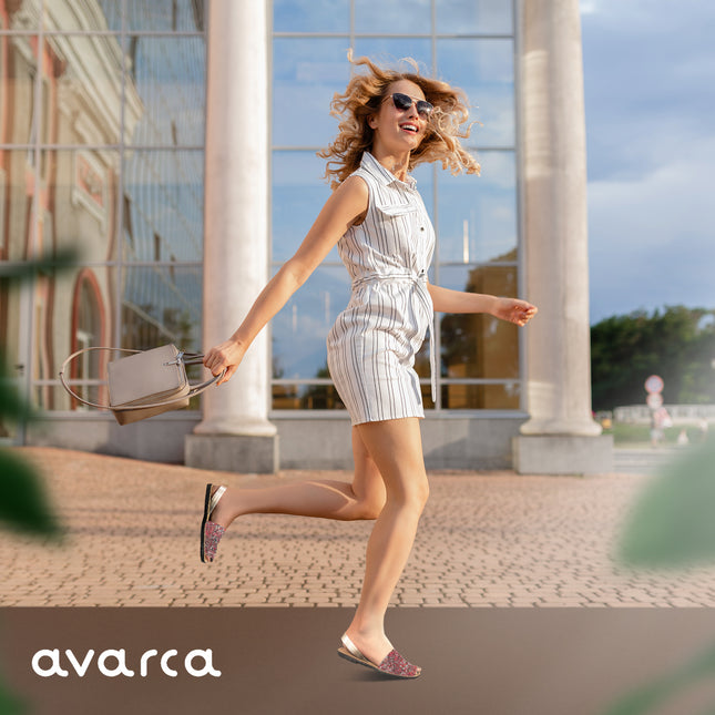 Avarca Glitter Leather Pink Silver Sandals for Women