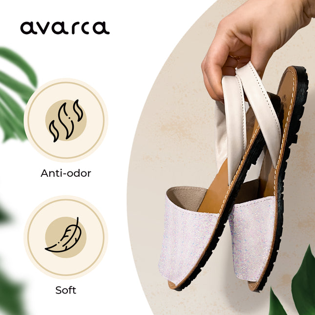 Avarca Lightweight Leather White Sandals for Women