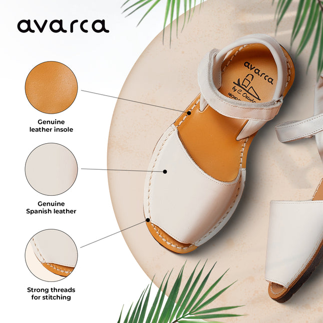 Avarca Leather White Sandals for Girls