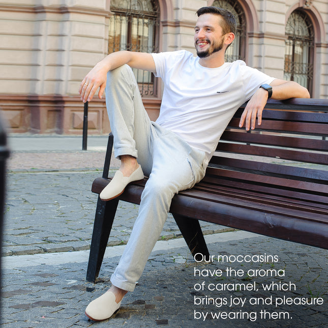 Comfortable White Moccasins for Men