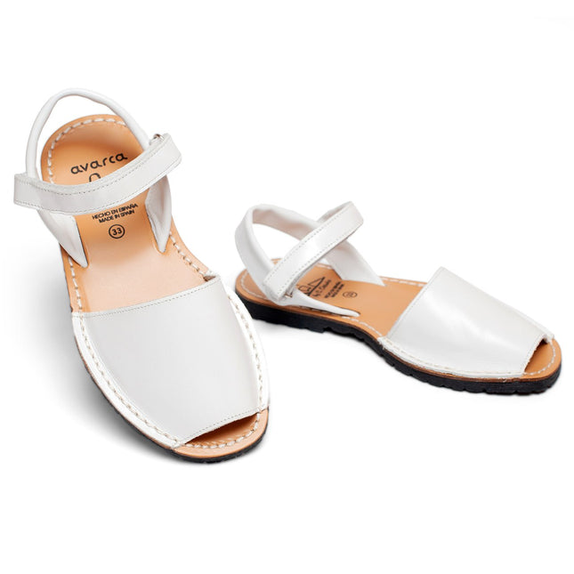 Avarca Leather White Sandals for Girls